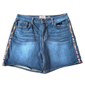 EV1 Alex Relaxed Midrise Embroidered Side Denim Shorts Size 8